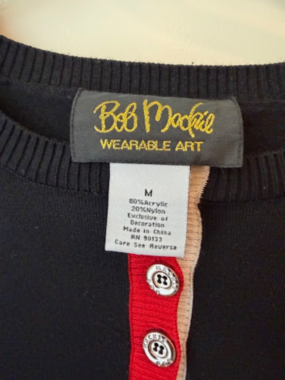 VINTAGE: Bob Mackie Wearable Art, black‎ tunic-style sweater dress, Medium - Picture 5 of 6